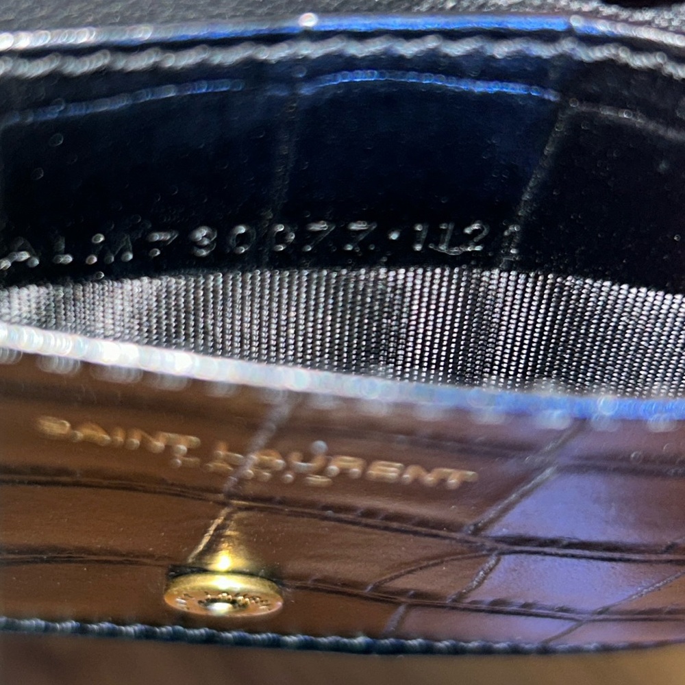 Authentic Saint Laurent Croc Embossed Monogram Wallet - Picture 13 of 15